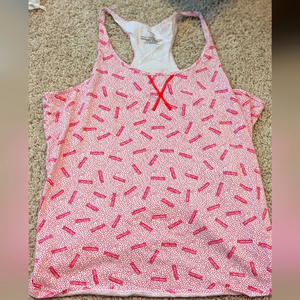 Calvin Klein Hearts & Logo Print Racerback Tank & Shorts Sleep Set